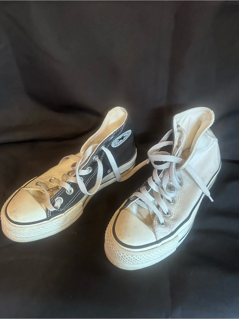 #S-1103 Converse Kids High Top Sneakers in Black and White